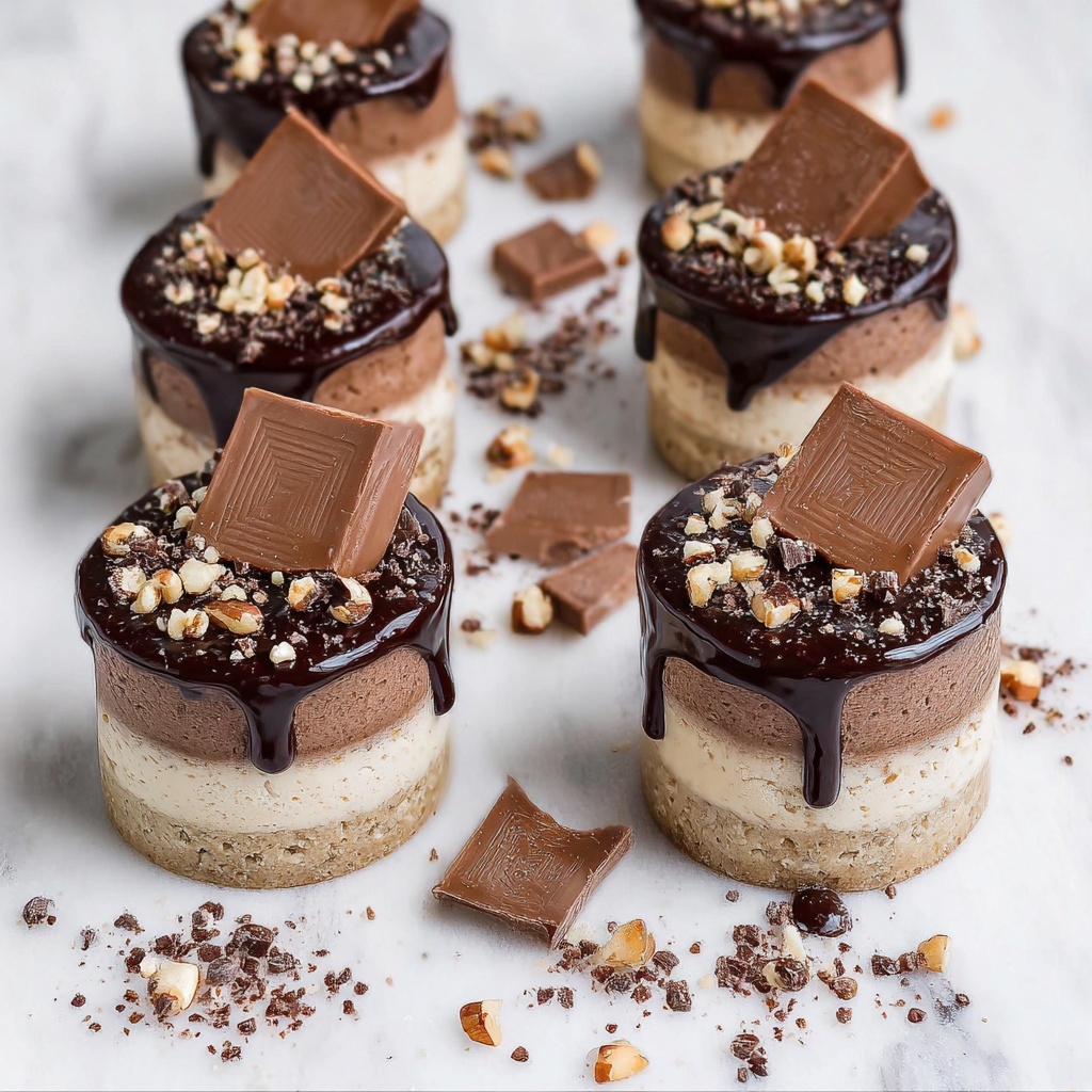 Mini Chocolate Layered Cheesecakes Recipe - Recipe Image