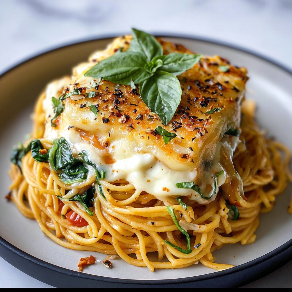 Spaghetti & Spinach with Sun-Dried Tomato Cream Sauce Recipe - Recipe Image