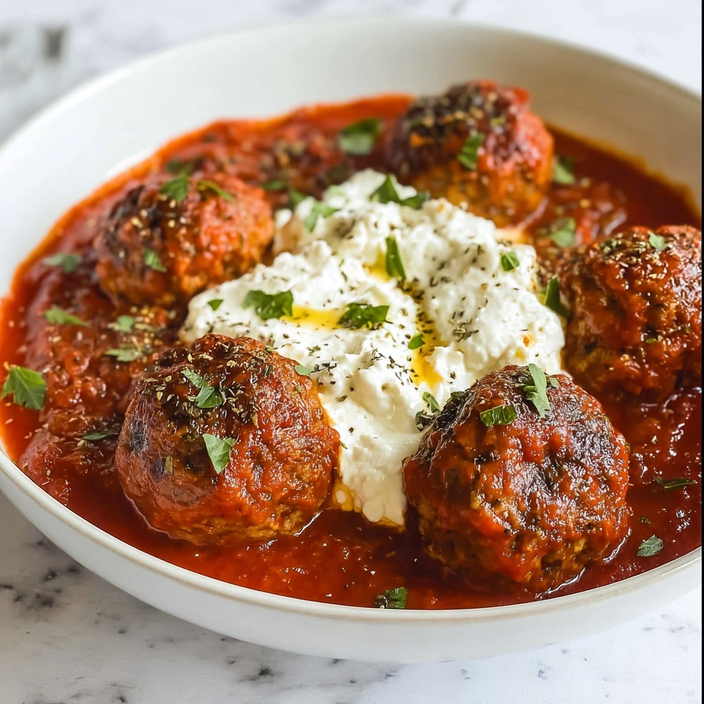 Ricotta Meatballs in Creamy Marinara Sauce Recipe - Recipe Image