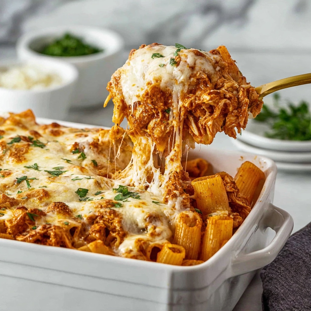 Cheesy Baked Chicken Rigatoni Pasta Recipe - Recipe Image