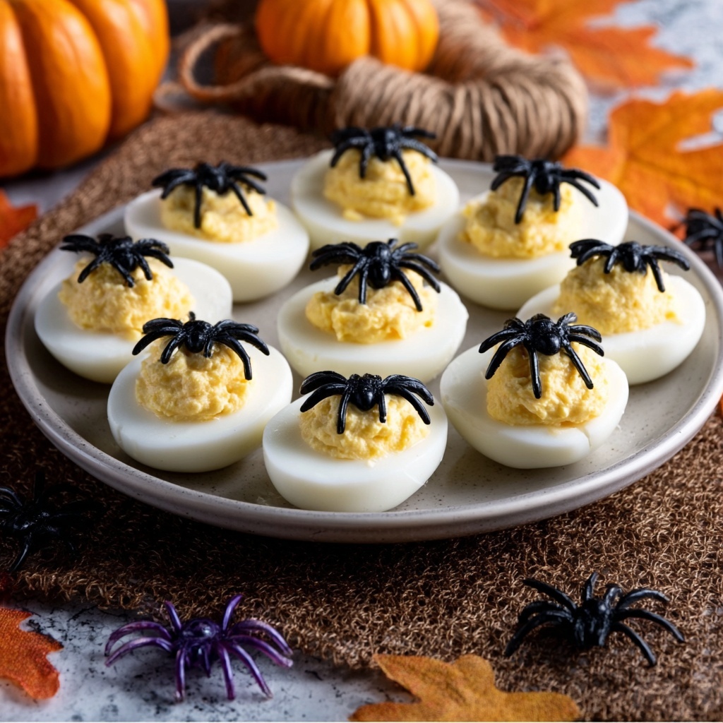 Spooky Spider Deviled Eggs Recipe - Recipe Image