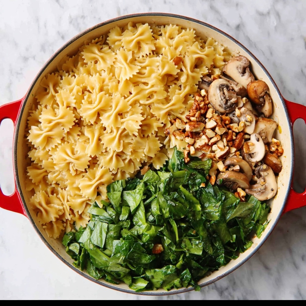 Parmesan Spinach Mushroom Pasta Skillet Recipe - Recipe Image