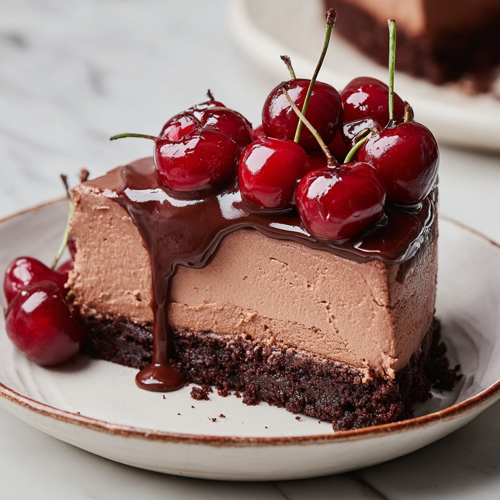 No-Bake Cherry Chocolate Cheesecake Recipe - Recipe Image