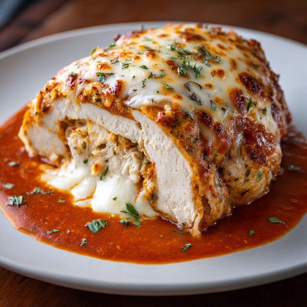 Chicken Parmesan Stuffed with Cream Cheese Recipe - Recipe Image
