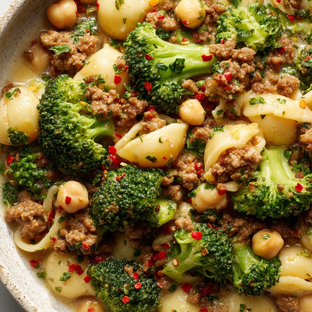 One Pot Orecchiette with Sausage, Broccoli, and Chickpeas Recipe - Recipe Image