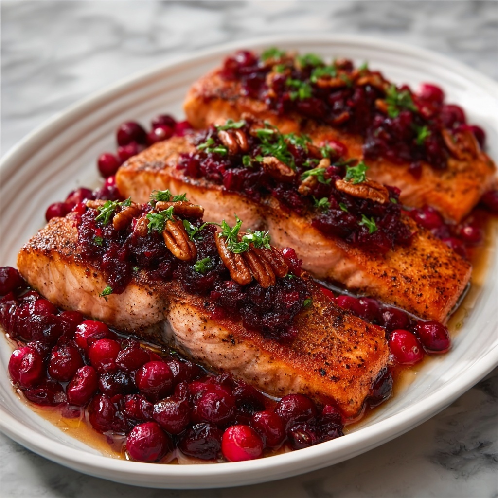 Baked Salmon with Cranberry Salsa and Pecans Recipe - Recipe Image