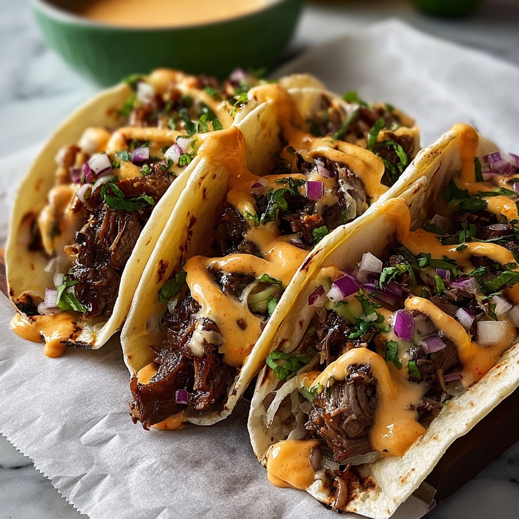 Garlic Butter Honey BBQ Beef Tacos Recipe - Recipe Image