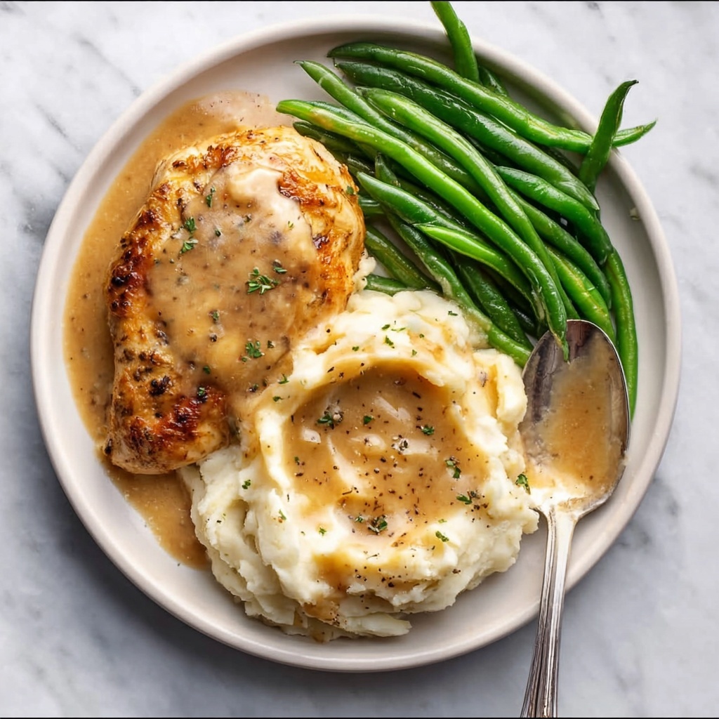 Chicken and Garlic Gravy with Cheesy Mashed Potatoes Recipe - Recipe Image