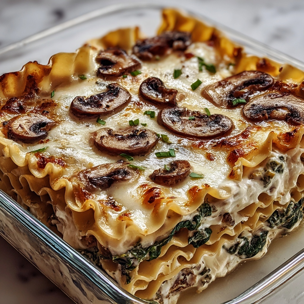 Creamy Spinach Mushroom Lasagna Recipe - Recipe Image