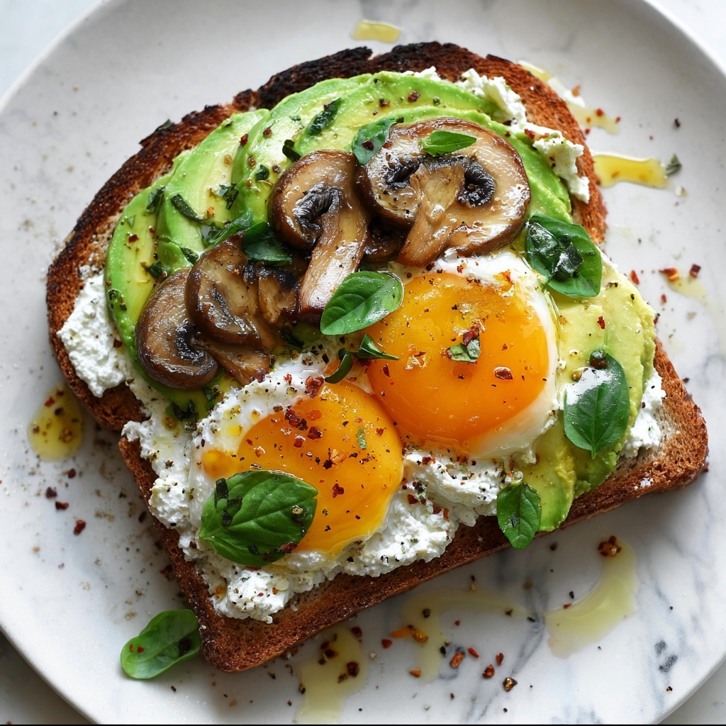 Vegan Avocado Toast with Mushrooms and Ricotta Recipe - Recipe Image