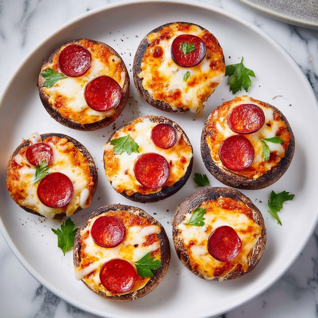 Keto Stuffed Mushrooms with Pepperoni, Olives, and Cheese Recipe - Recipe Image