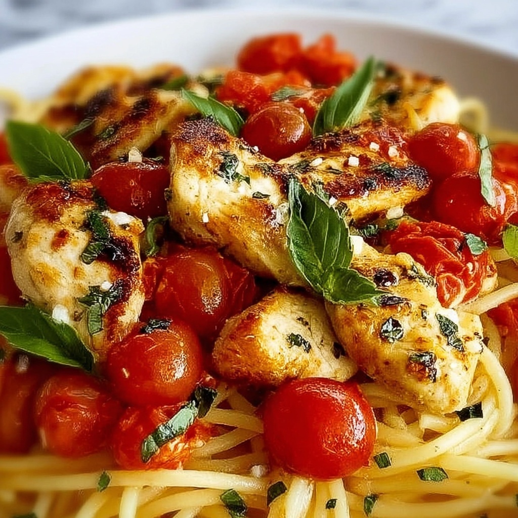 Healthy Bruschetta Chicken Pasta Recipe - Recipe Image