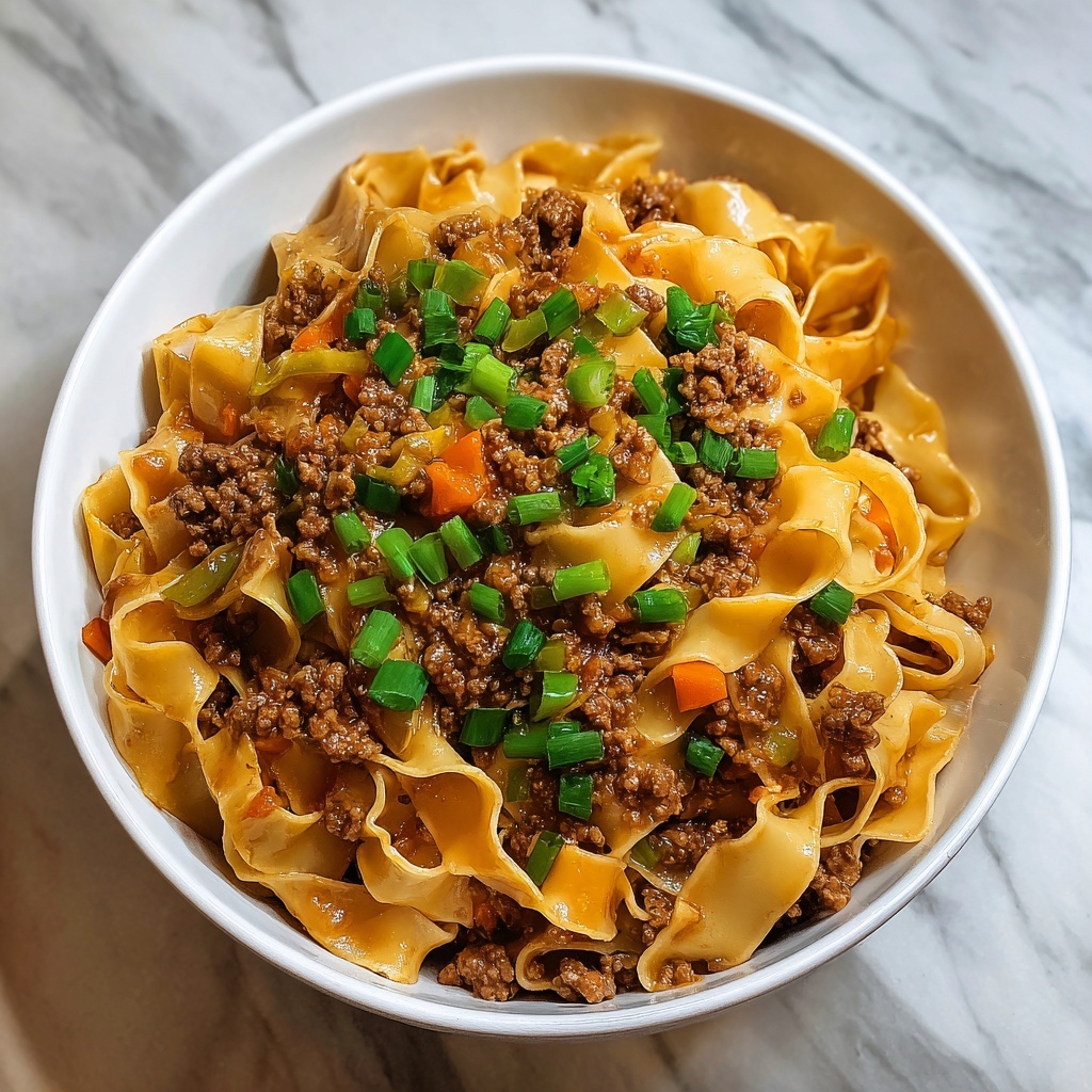 Mongolian Ground Beef Noodles Recipe - Recipe Image