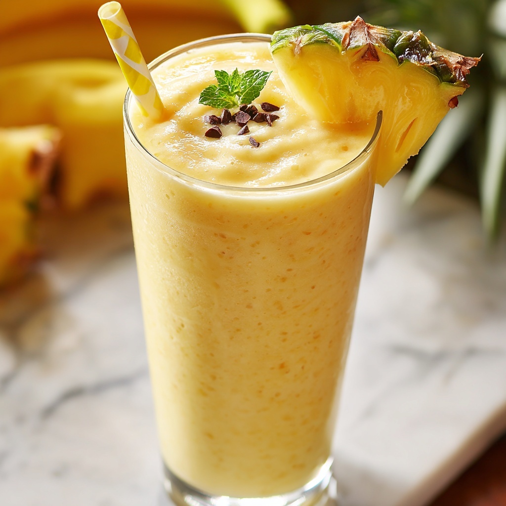 Tropical Pineapple Mango Banana Smoothie Recipe - Recipe Image