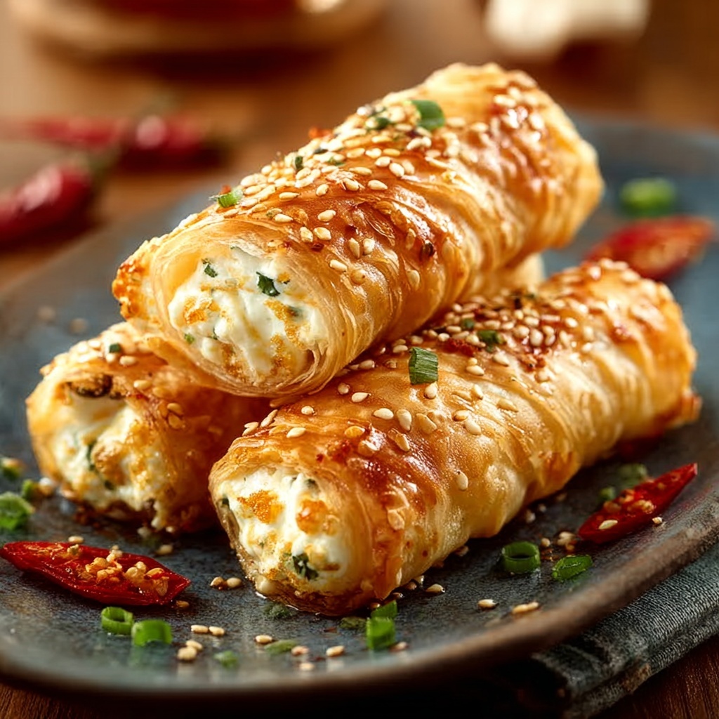 Oven-Fried Feta Rolls with Chili Honey Recipe - Recipe Image