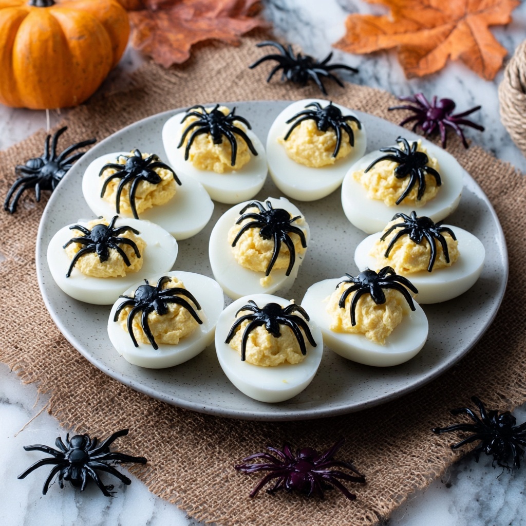 Spooky Spider Deviled Eggs Recipe - Recipe Image