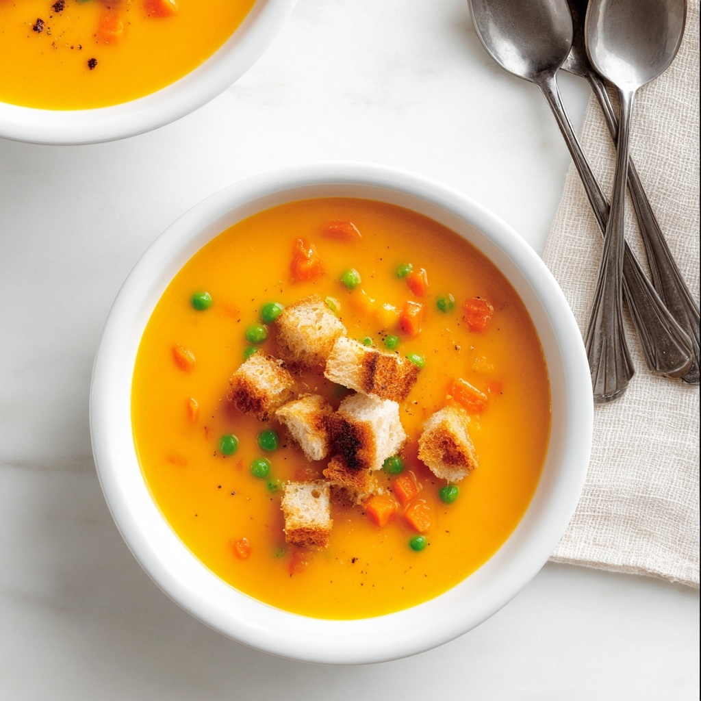 Creamy Vegetable Soup with Croutons Recipe - Recipe Image