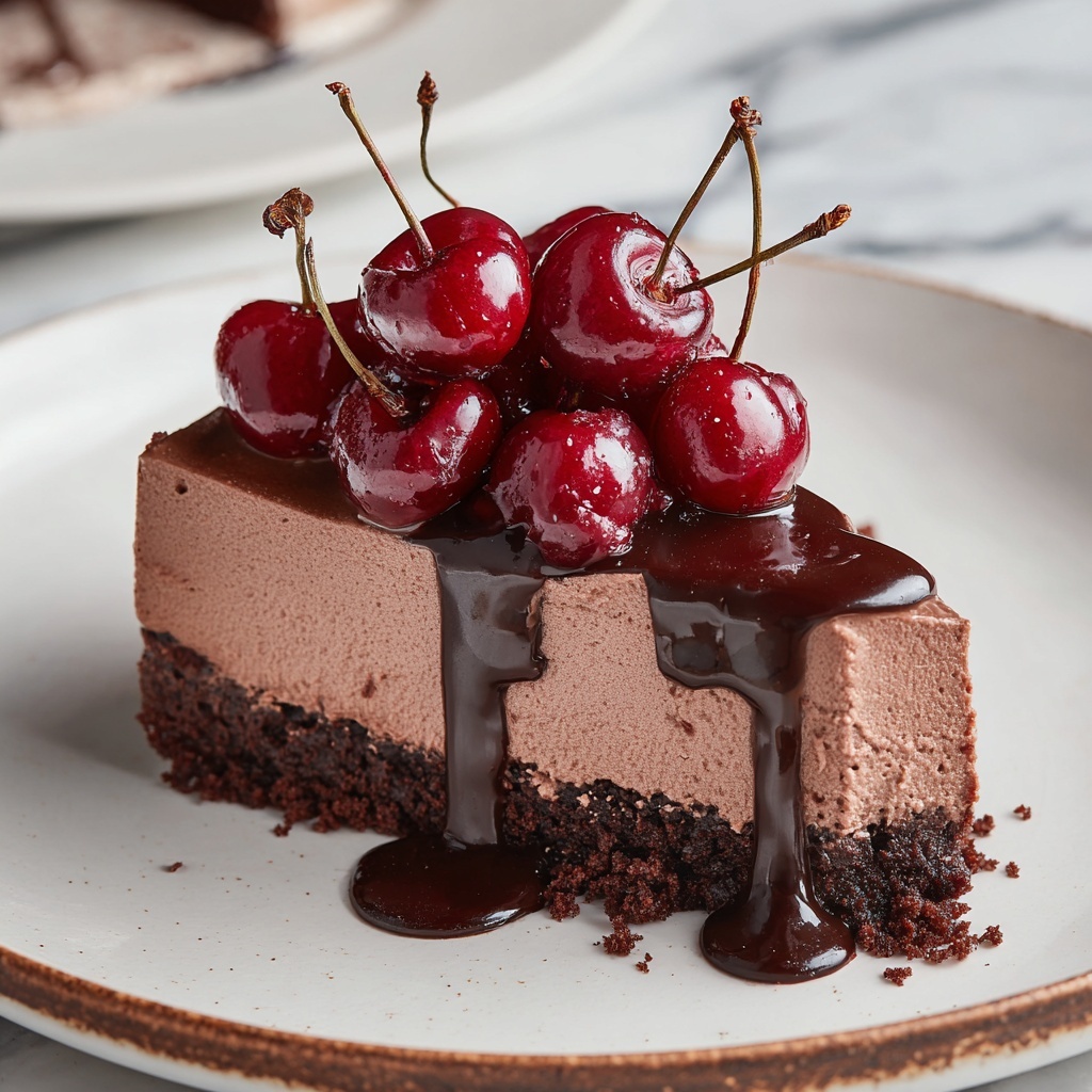 No-Bake Cherry Chocolate Cheesecake Recipe - Recipe Image