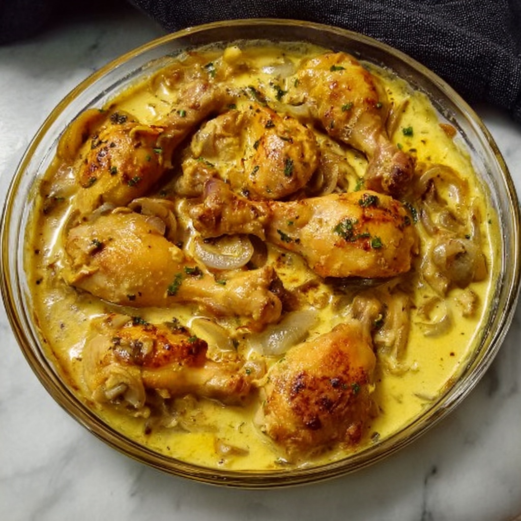 Baked Chicken Legs in Cream of Mushroom Sauce Recipe - Recipe Image