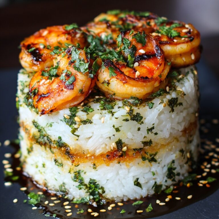 Garlic Butter Shrimp Rice Stack Recipe