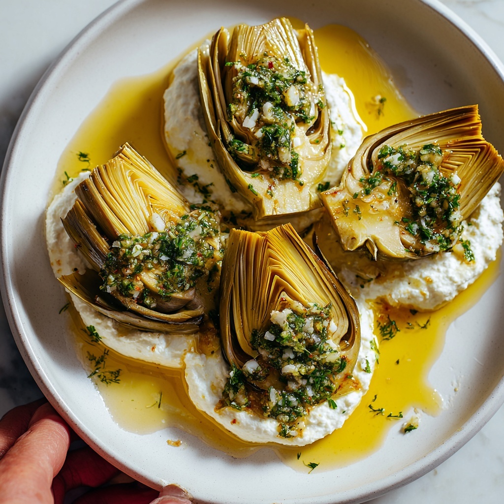 Artichokes on Whipped Ricotta with Herb Gremolata Recipe - Recipe Image