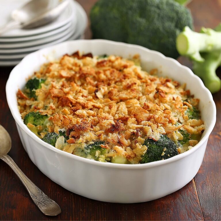 Broccoli Cheddar Gratin with Crispy Onions Recipe