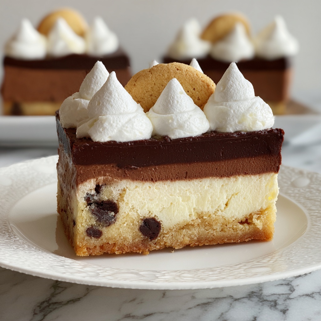 Brown Butter Chocolate Chip Cookie Cheesecake Bars Recipe - Recipe Image