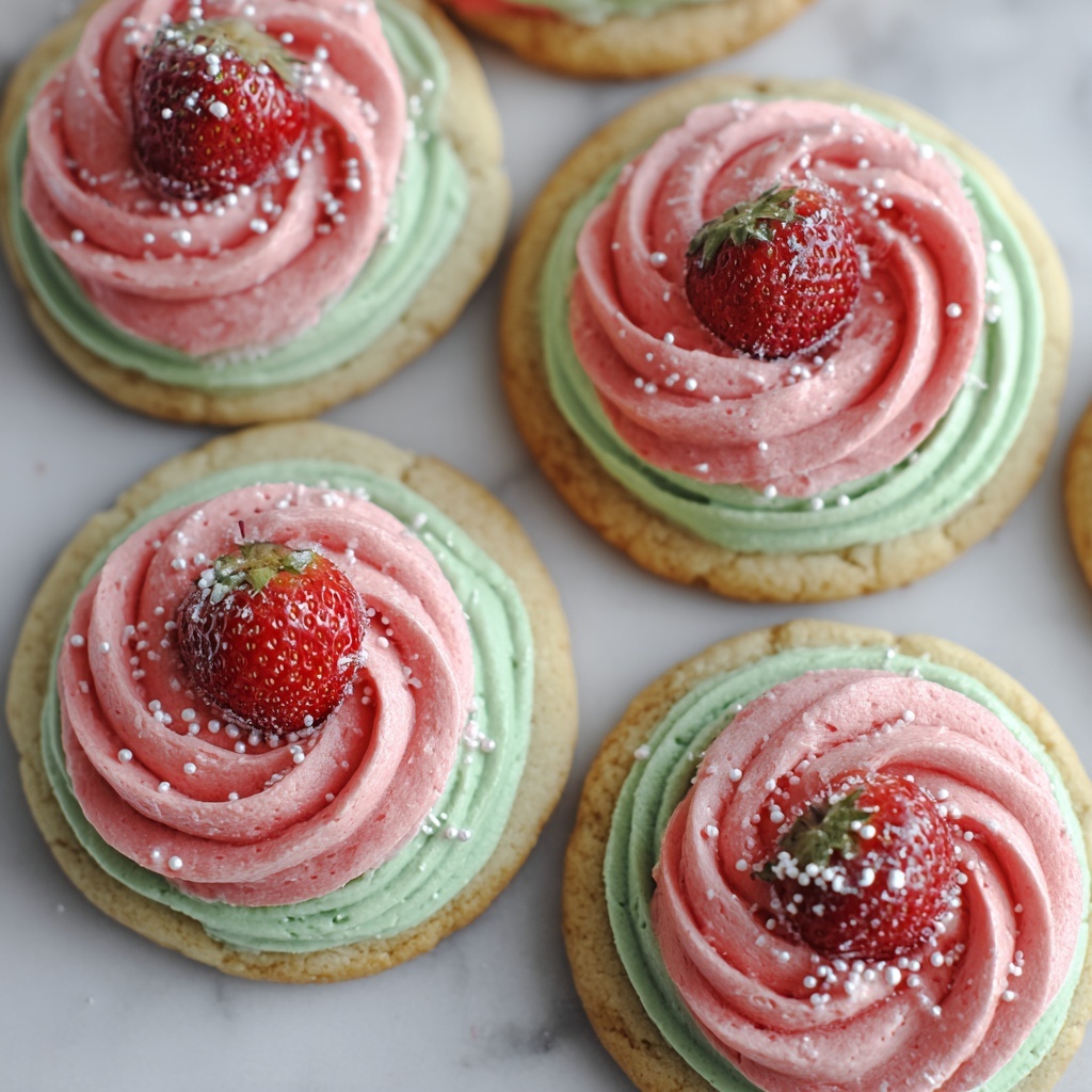Strawberry Frosted Matcha Cookies Recipe - Recipe Image
