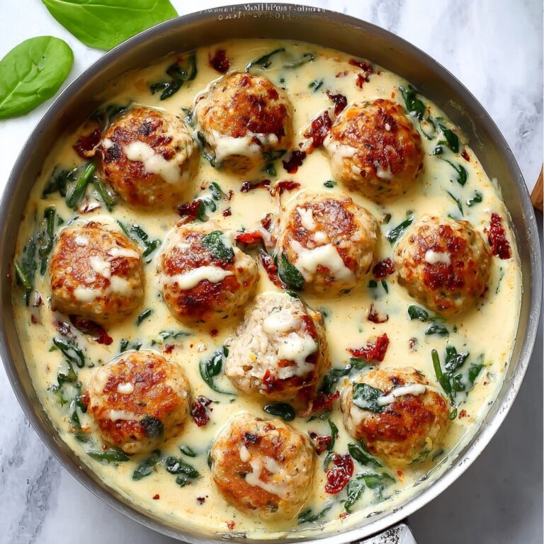Baked Chicken Ricotta Meatballs in Creamy Spinach Sauce Recipe