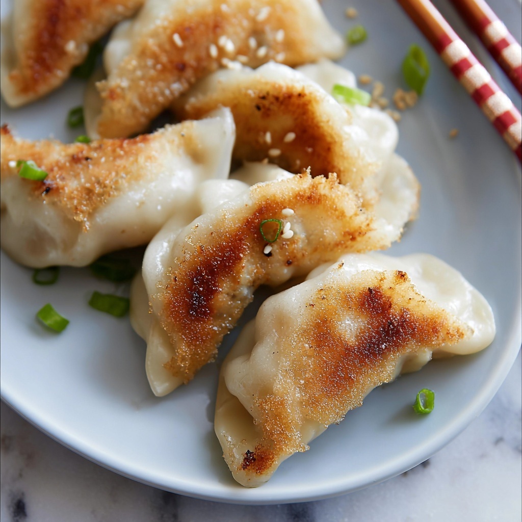 Pan-Fried Pork and Shrimp Dumplings with Homemade Wrappers Recipe - Recipe Image