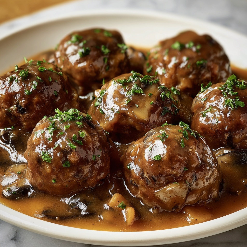 Savory Beef Meatballs in Mushroom Sauce Recipe - Recipe Image