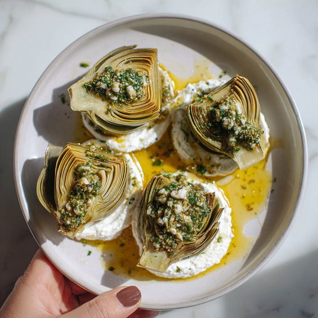 Artichokes on Whipped Ricotta with Herb Gremolata Recipe - Recipe Image