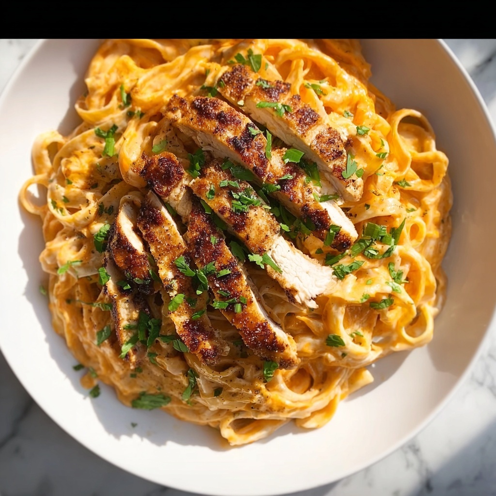 Cajun Chicken over Creamy Parmesan Linguine Recipe - Recipe Image