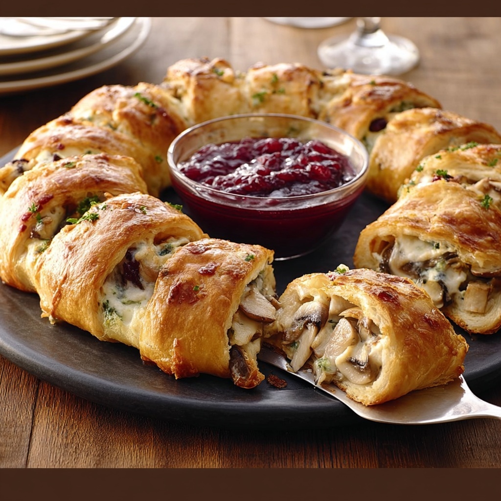 Thanksgiving Turkey and Cranberry Crescent Ring Recipe - Recipe Image