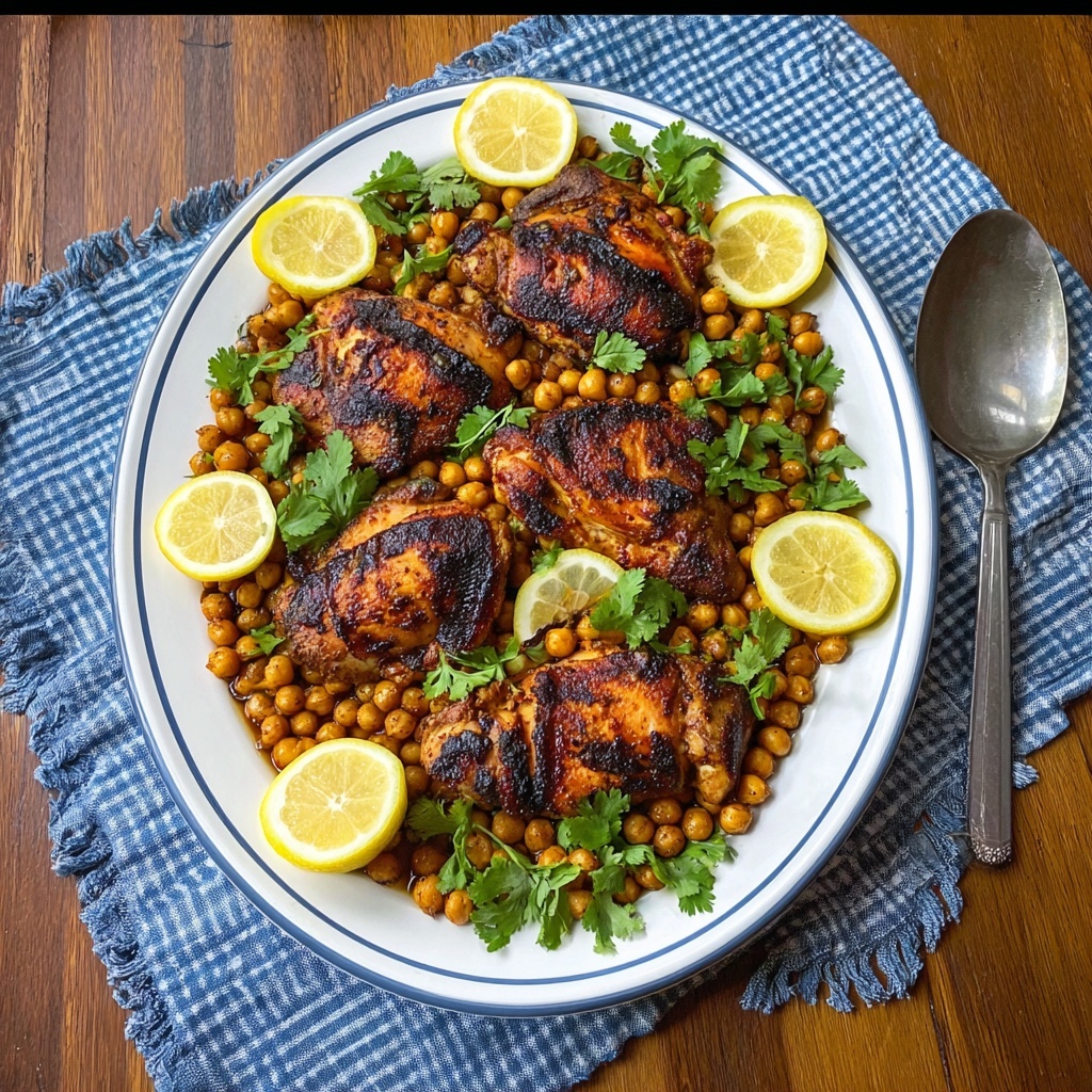 Charred Honey Lemon Chicken with Crispy Chickpeas Recipe - Recipe Image