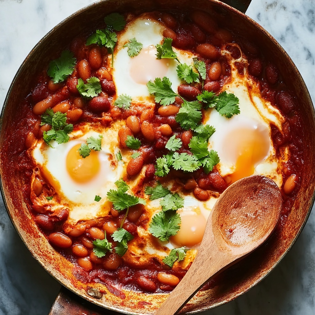 Breakfast Beans and Eggs with Pickled Red Onion Recipe - Recipe Image