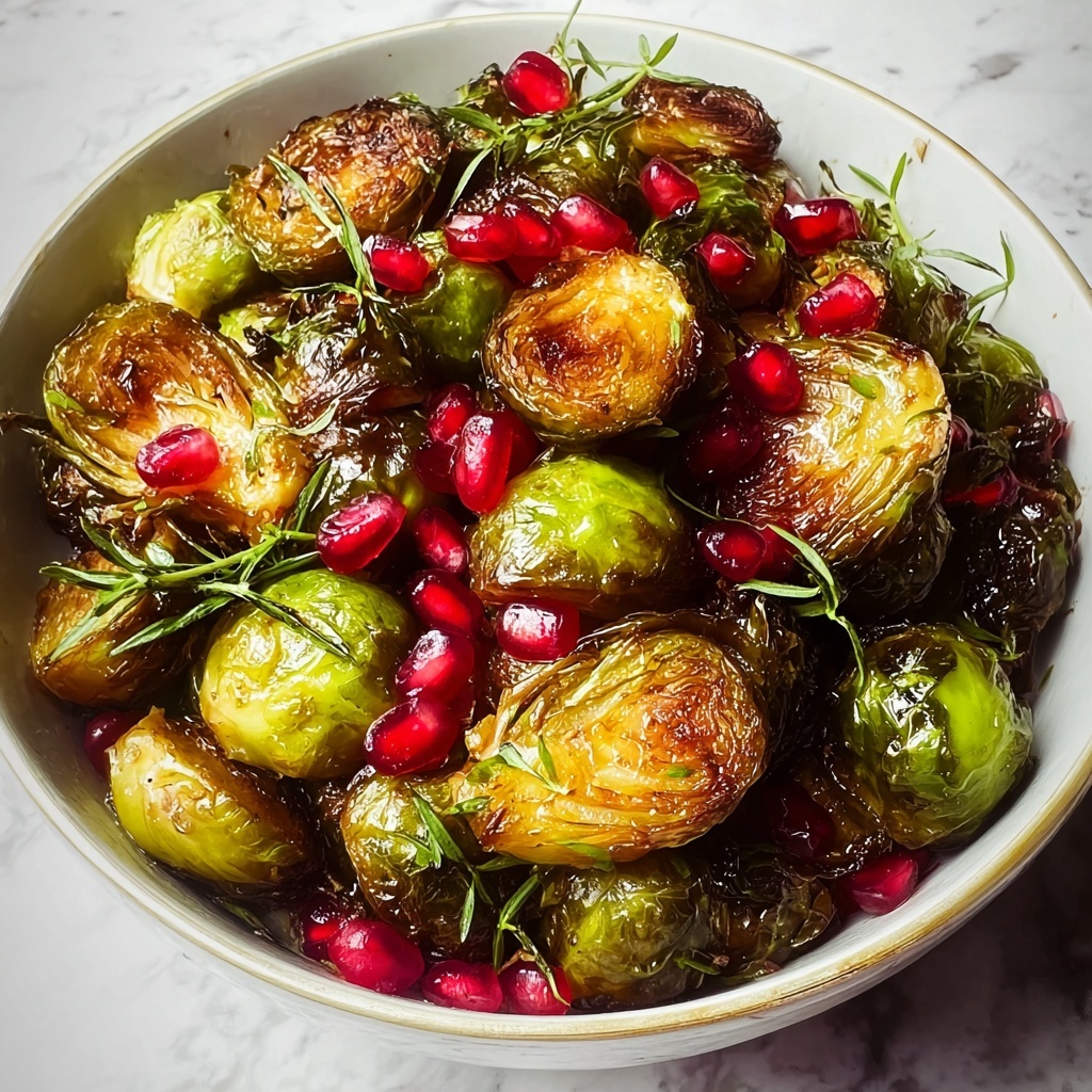 Balsamic Glazed Brussels Sprouts with Pomegranate Seeds Recipe - Recipe Image