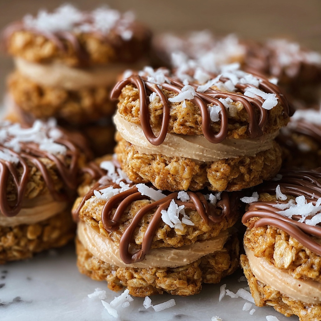 No-Bake Peanut Butter Oatmeal Sandwich Cookies Recipe - Recipe Image
