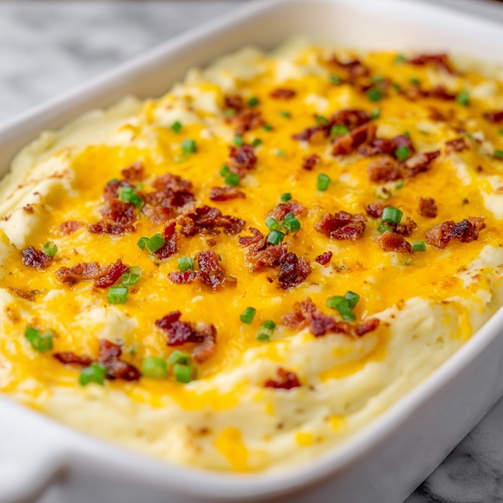 Cheesy Bacon Mashed Potatoes Casserole Recipe - Recipe Image