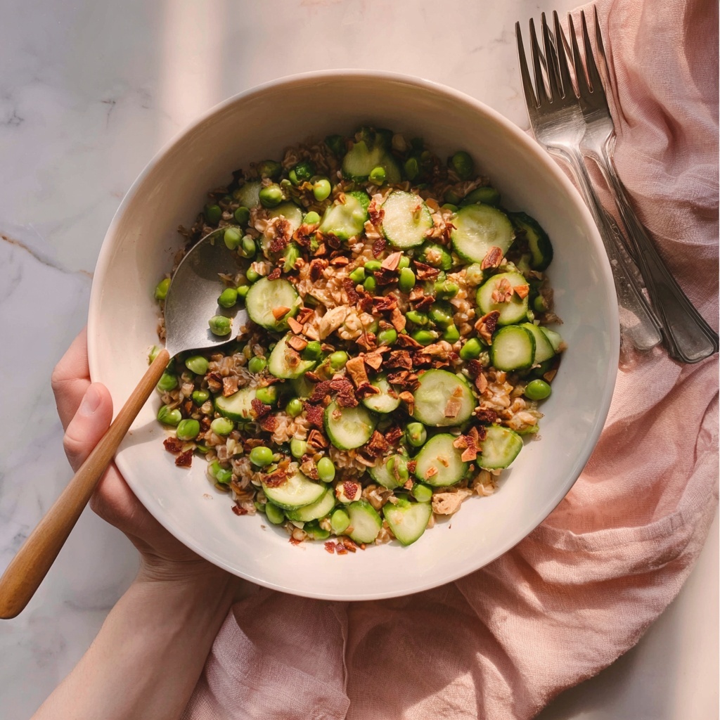 Crispy Rice Salmon Cucumber Salad with Creamy Asian Dressing Recipe - Recipe Image