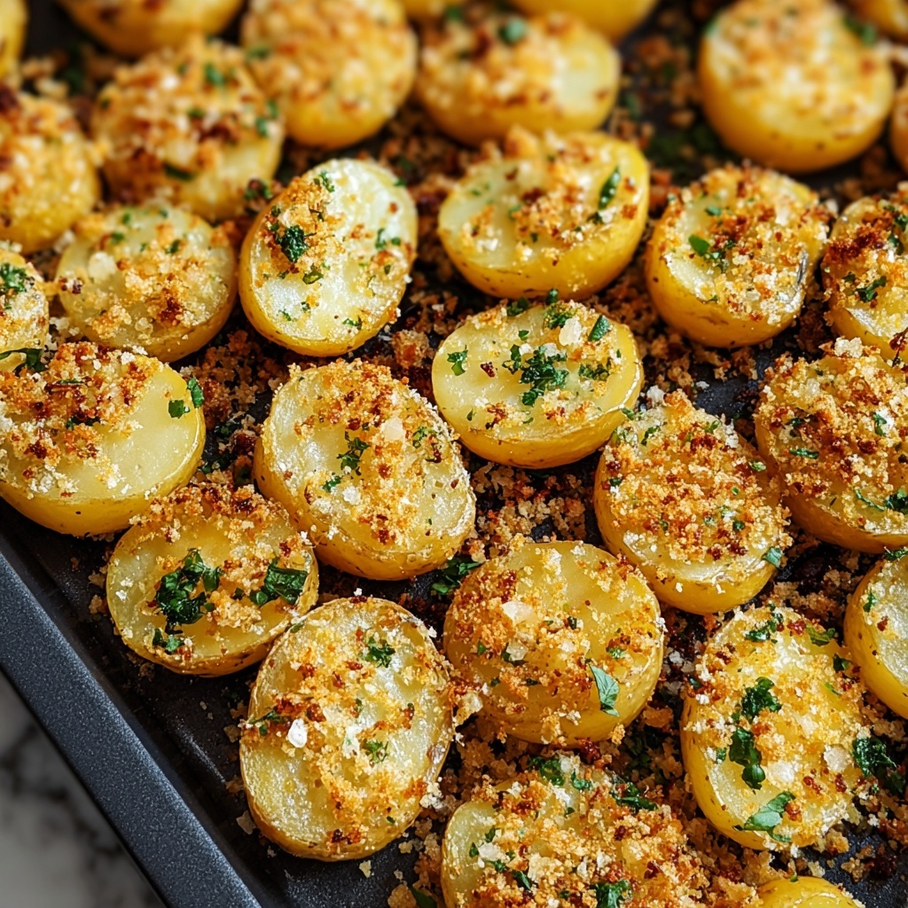Crispy Garlic Parmesan Crusted Potatoes Recipe - Recipe Image