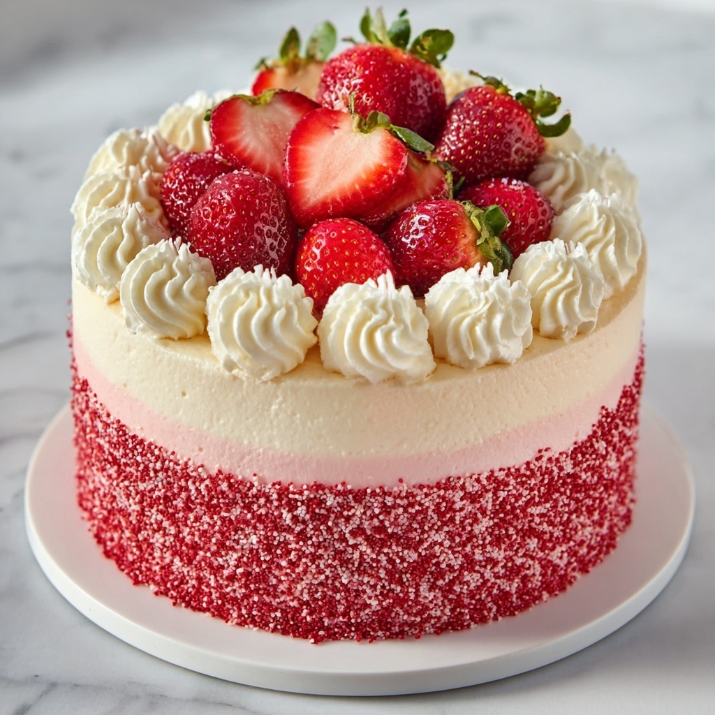 Vanilla Strawberry Ombre Cake Recipe - Recipe Image