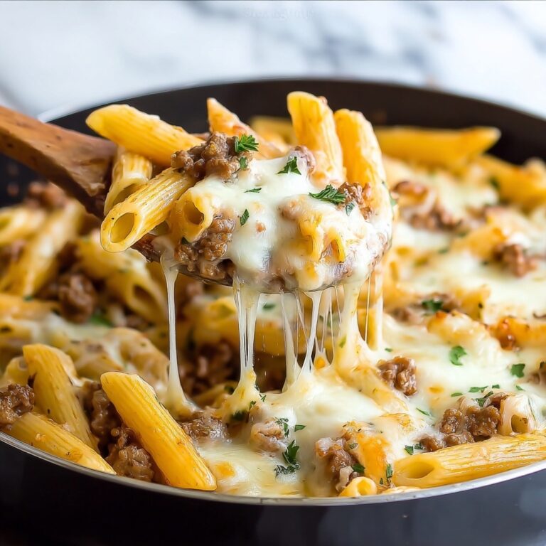Cheesy Ground Beef Pasta Skillet Recipe