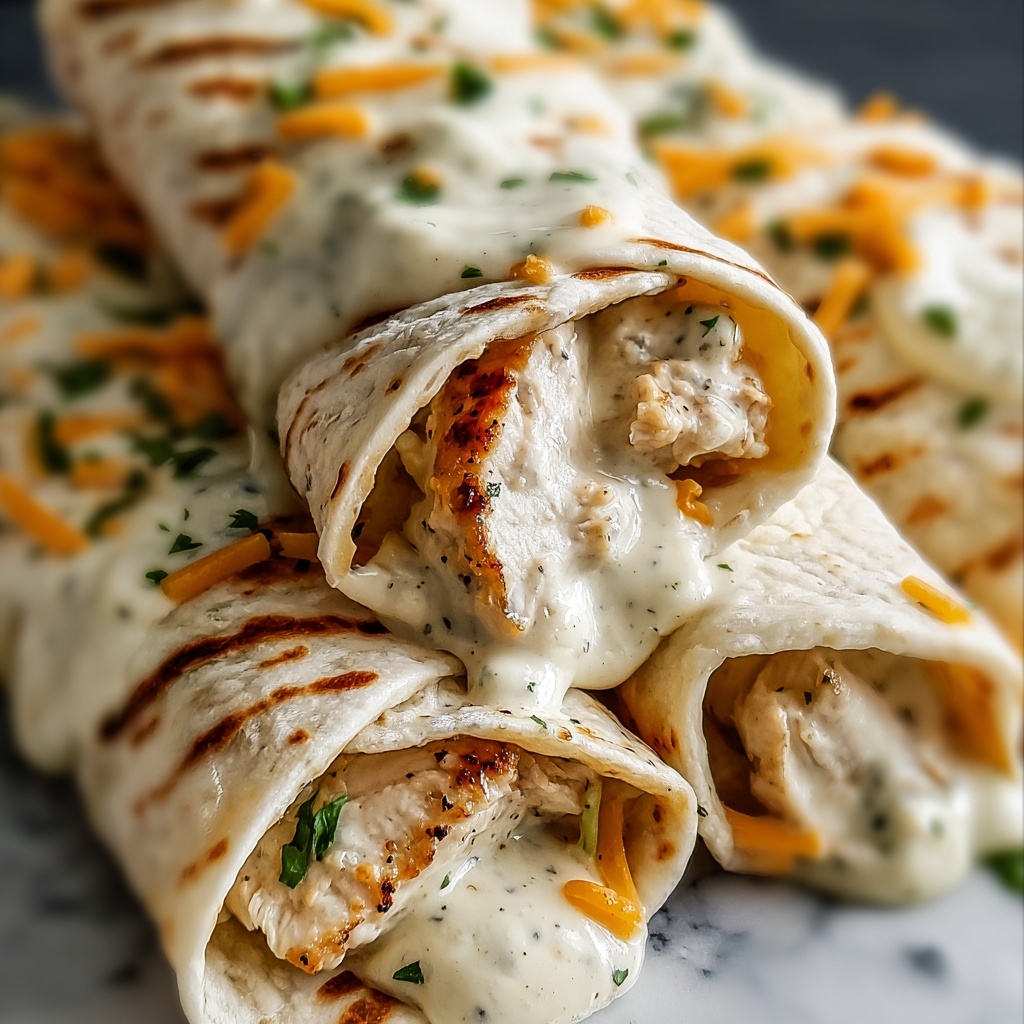 Cheesy Garlic Chicken Wraps Recipe - Recipe Image