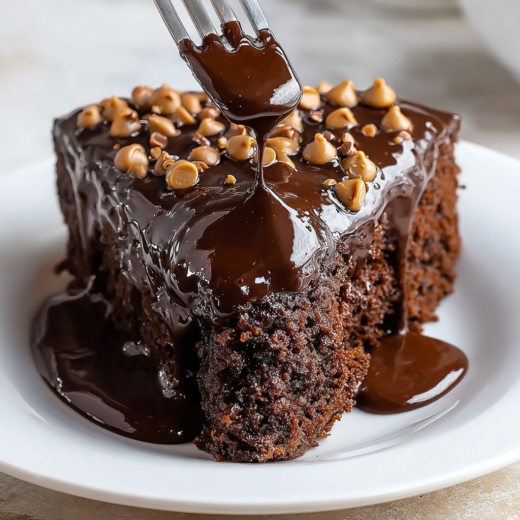 Slow Cooker Double Chocolate Peanut Butter Pudding Cake Recipe - Recipe Image