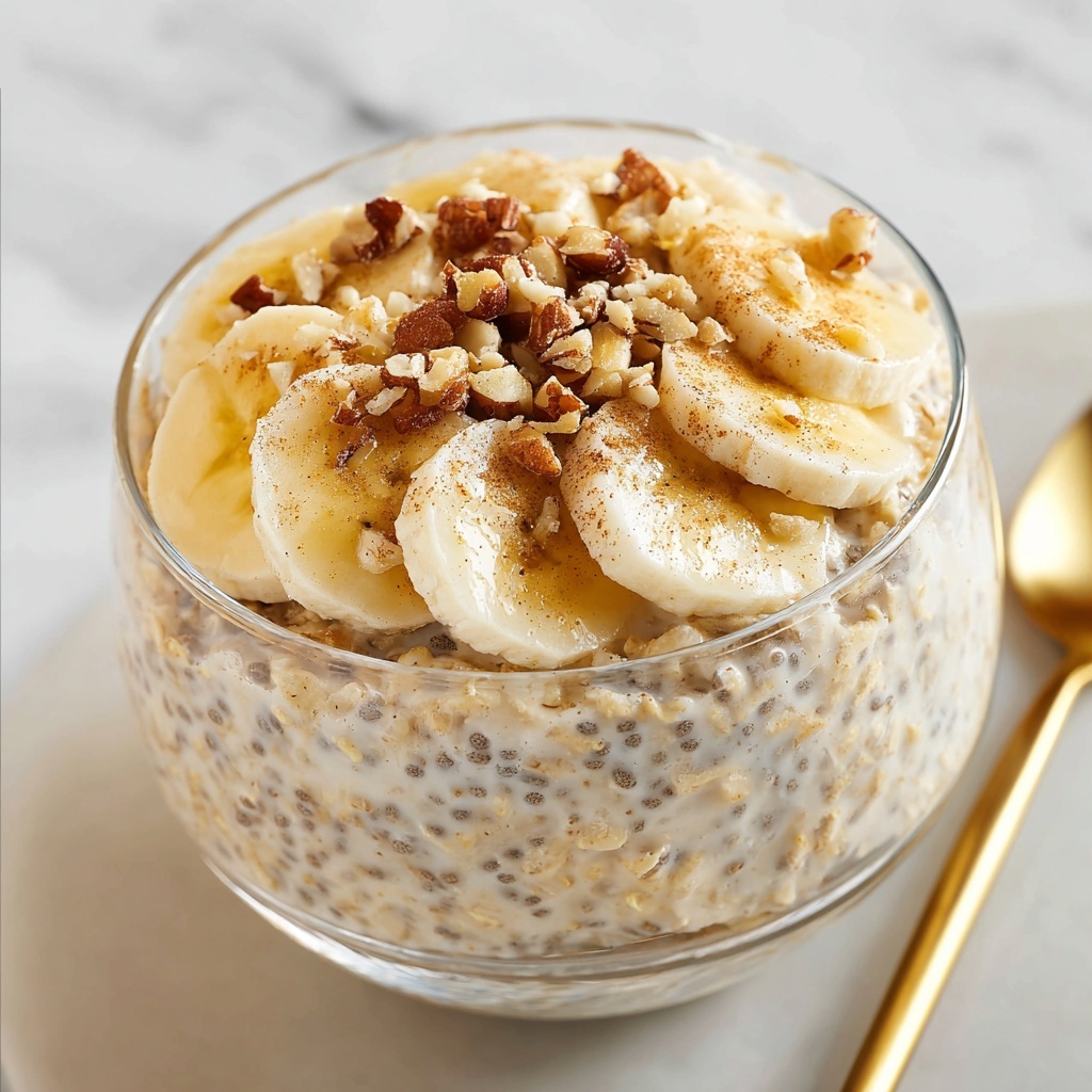 Healthy Banana Bread Overnight Oats Recipe - Recipe Image
