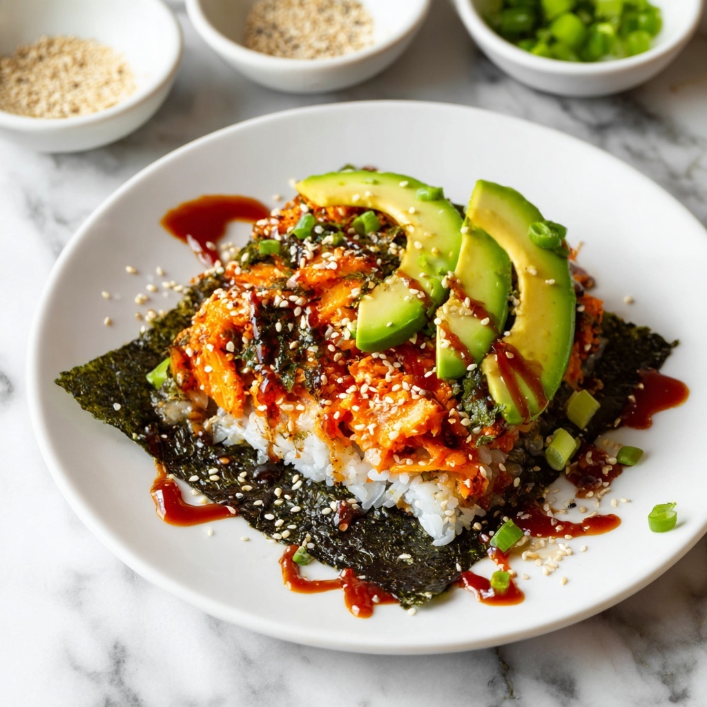 Salmon Sushi Bake with Avocado and Crispy Topping Recipe - Recipe Image