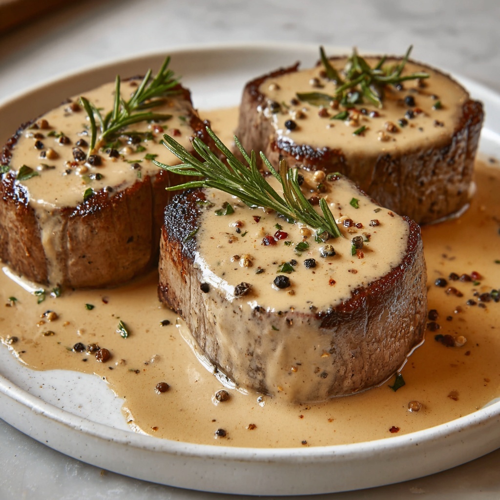 Filet Mignon with Peppercorn Sauce Recipe - Recipe Image