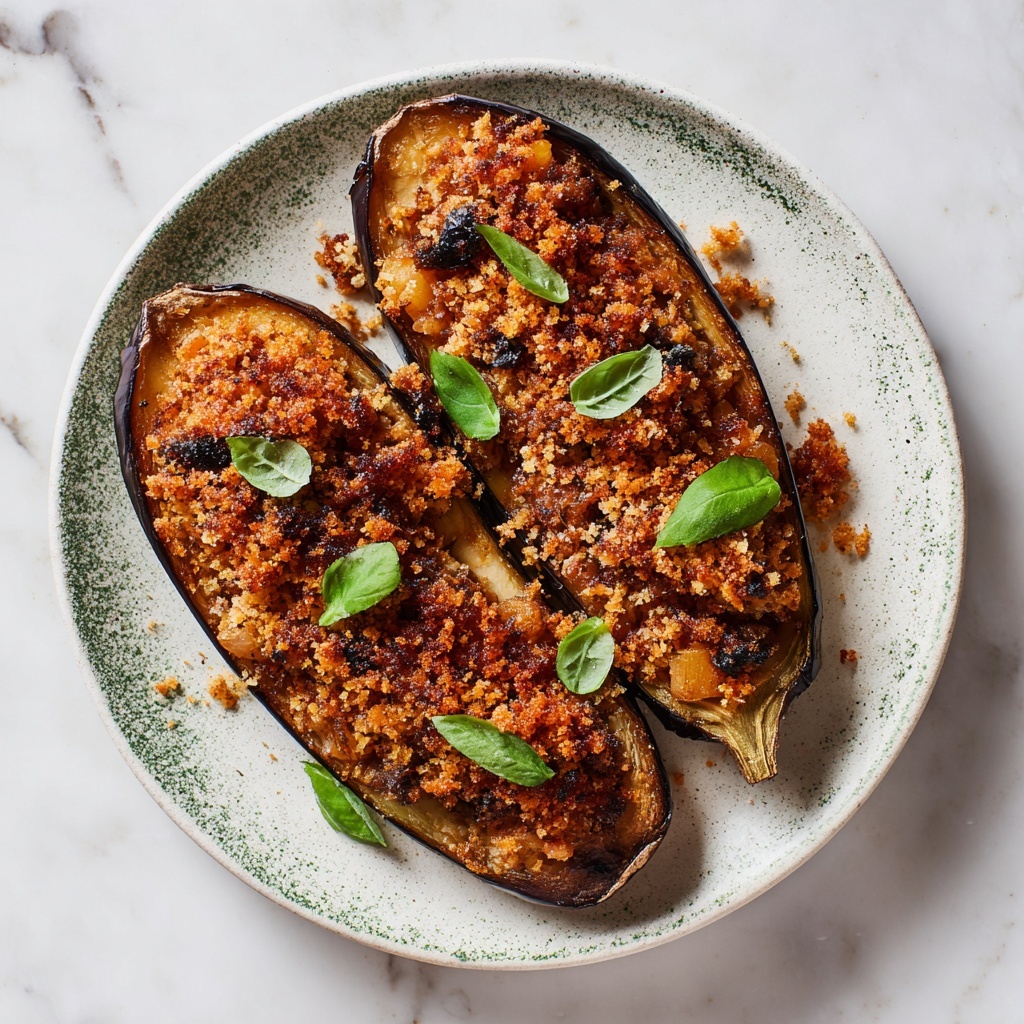 Stuffed Eggplant with Ground Beef, Tomatoes, and Melty Cheese Recipe - Recipe Image
