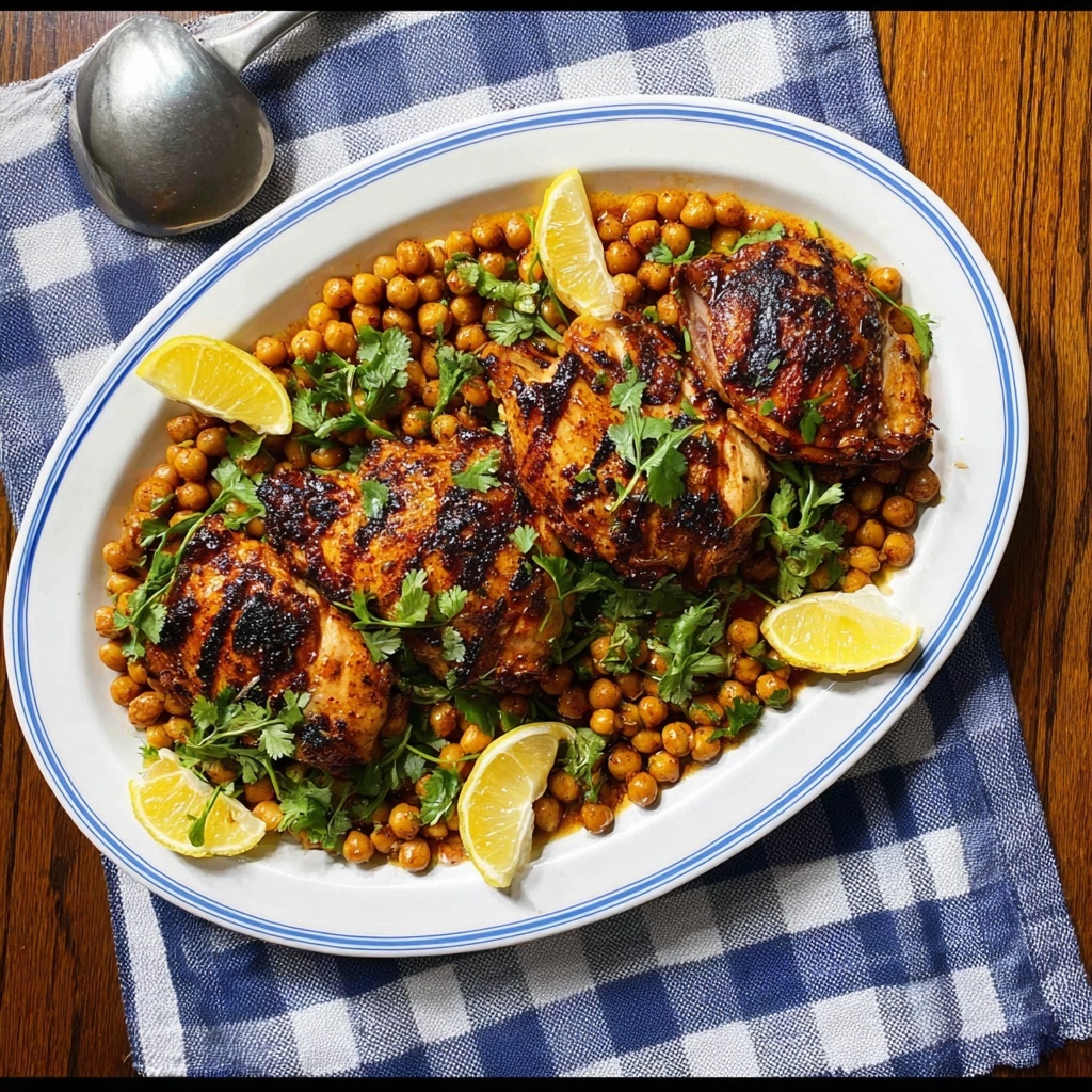 Charred Honey Lemon Chicken with Crispy Chickpeas Recipe - Recipe Image